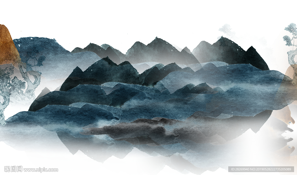 水墨山