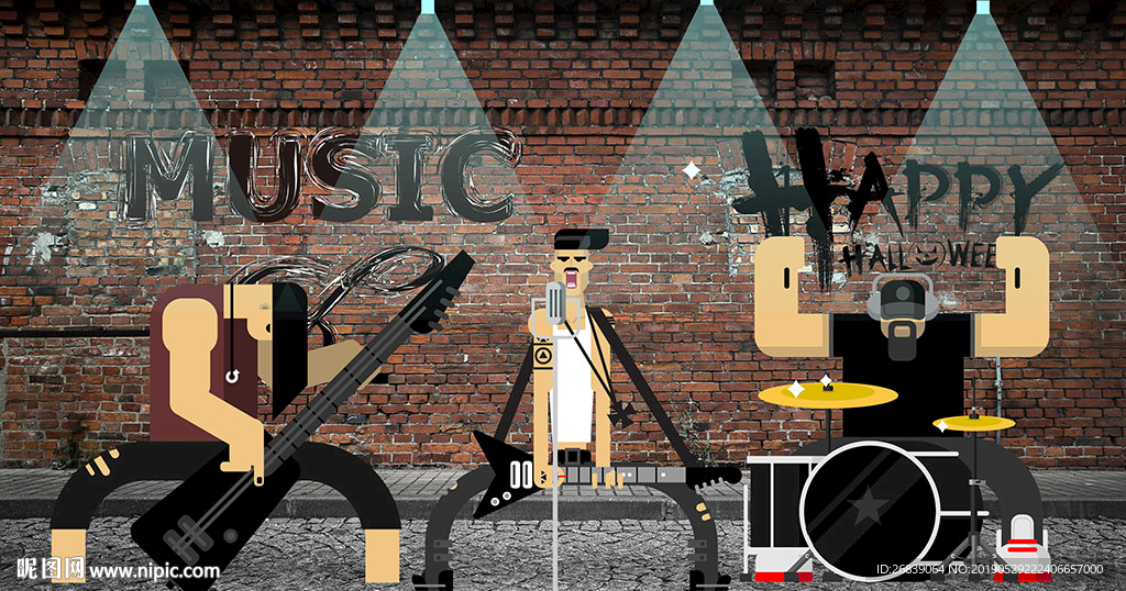 摇滚乐队工装背景墙