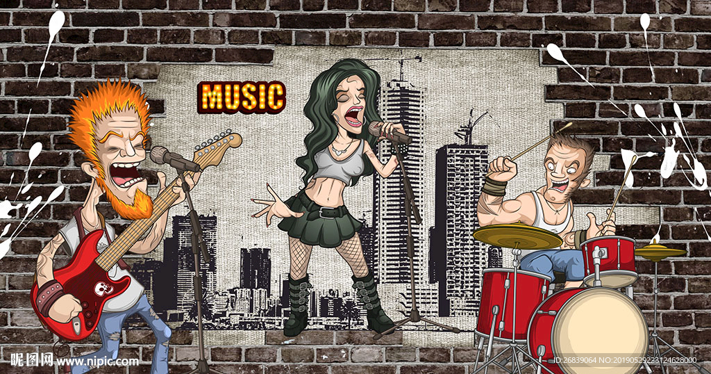 摇滚乐队工装背景墙