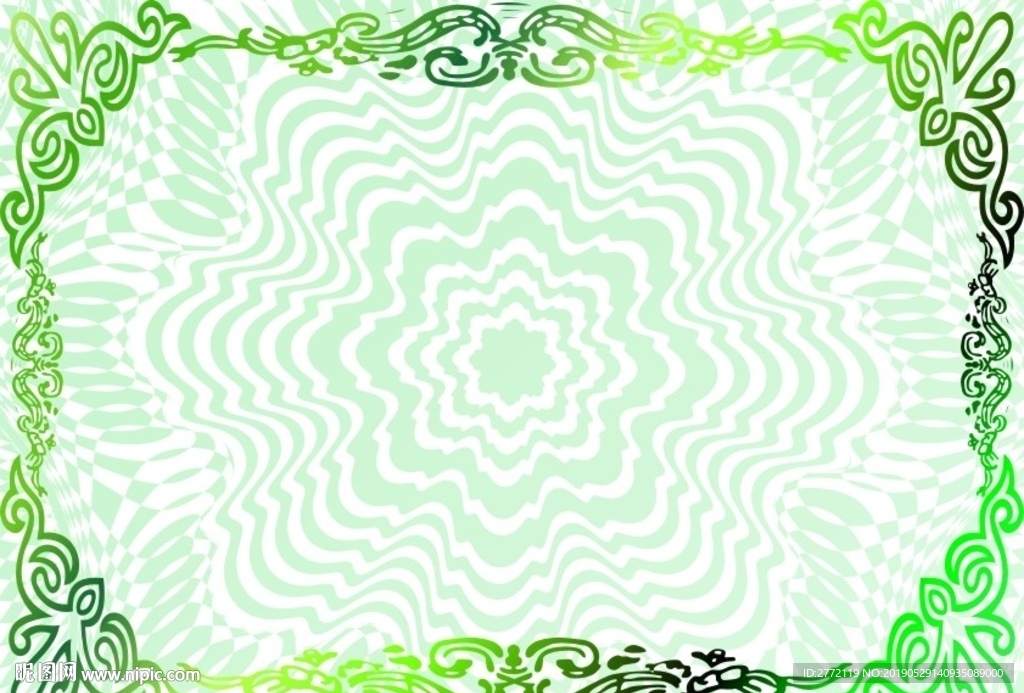 叶翠环生 绿色证件纹