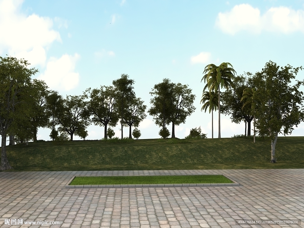 3D公园雕塑场景设计