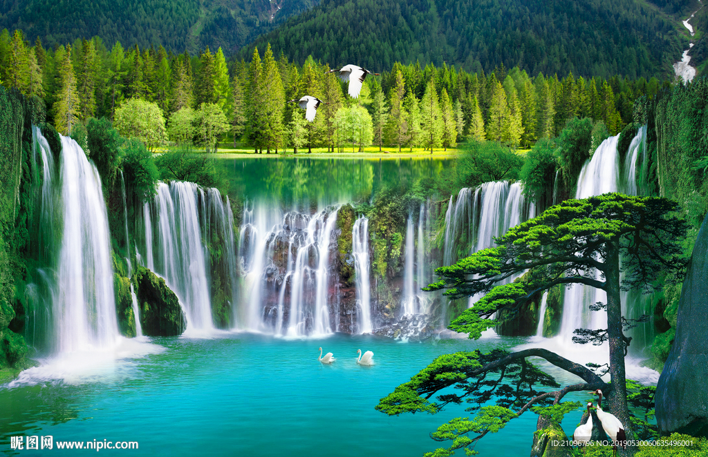 山水风景背景墙