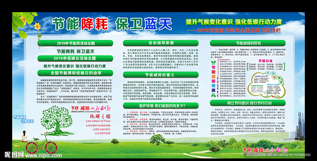 全国节能宣传周和低碳日展板