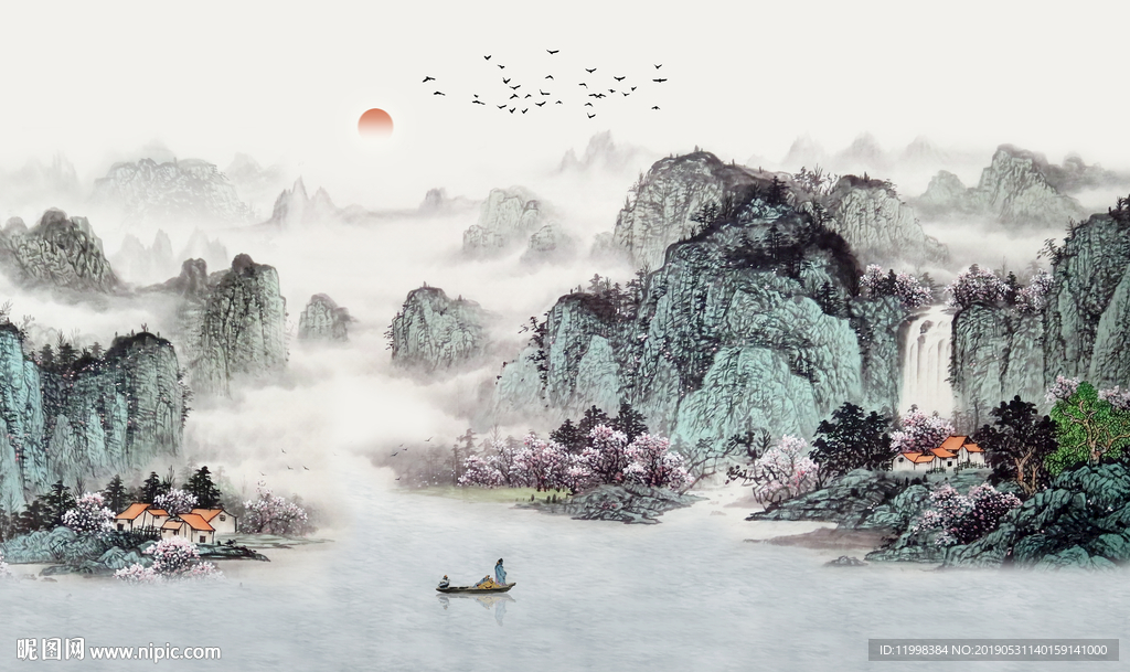水墨山水背景墙