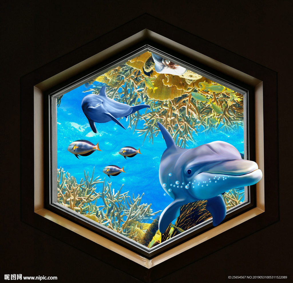 珊瑚海底世界吊顶天花板壁画