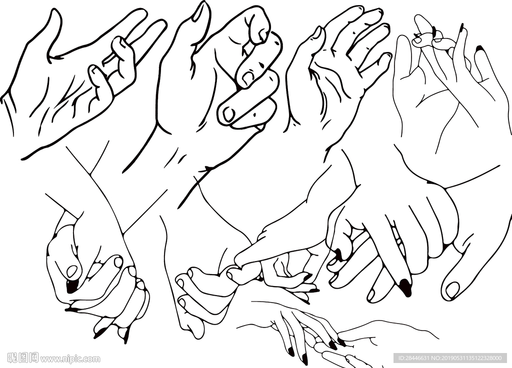 手绘手势设计元素图案