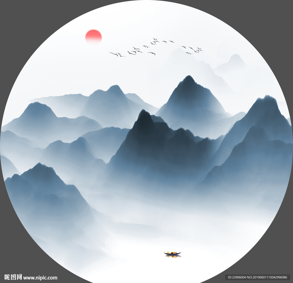 抽象水墨山水画