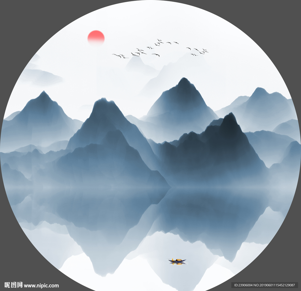 抽象水墨山水画