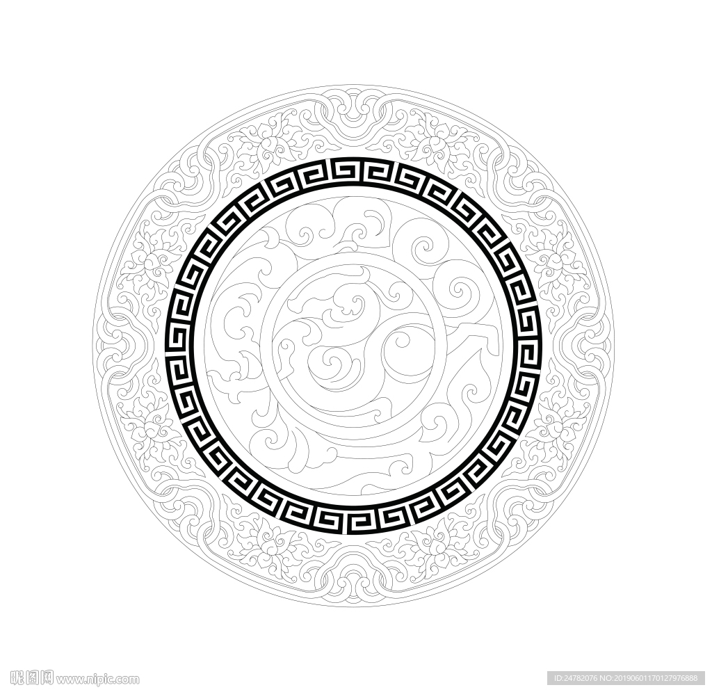 莲花回纹圆盘