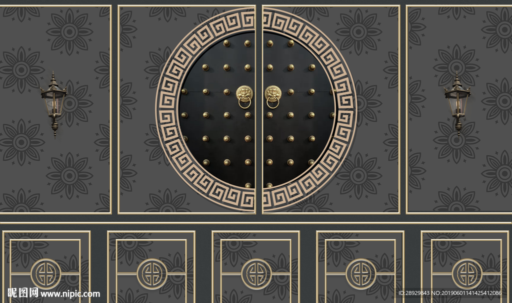 现代古典背景墙