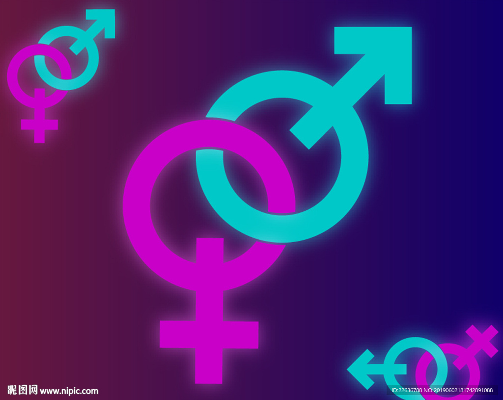 男女标志图标性别符号矢量图片