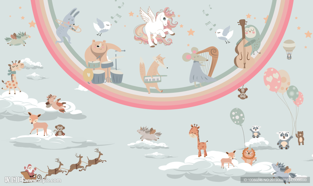 小熊 壁画壁纸 儿童房