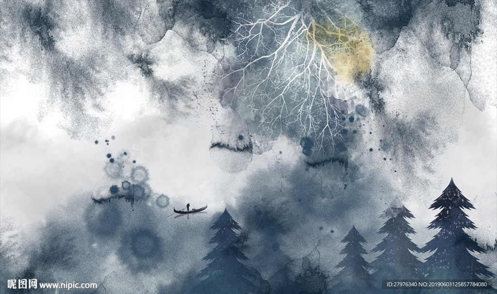 抽象写意背景墙