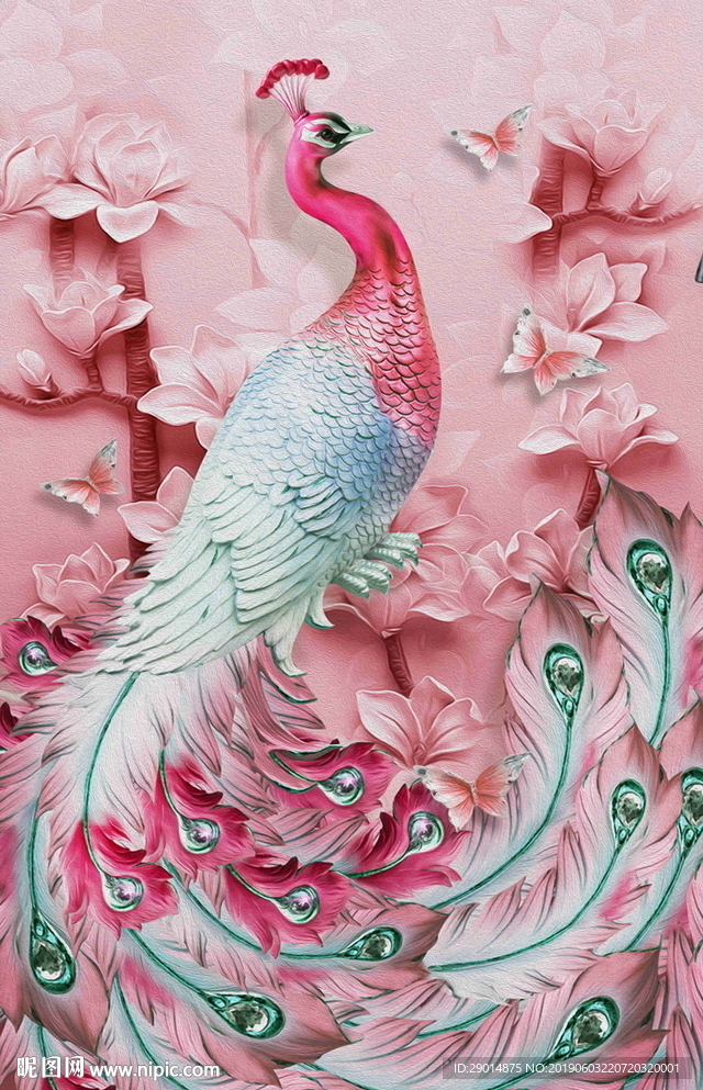 玄关孔雀装饰画