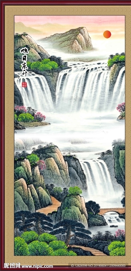 山水国画竖幅