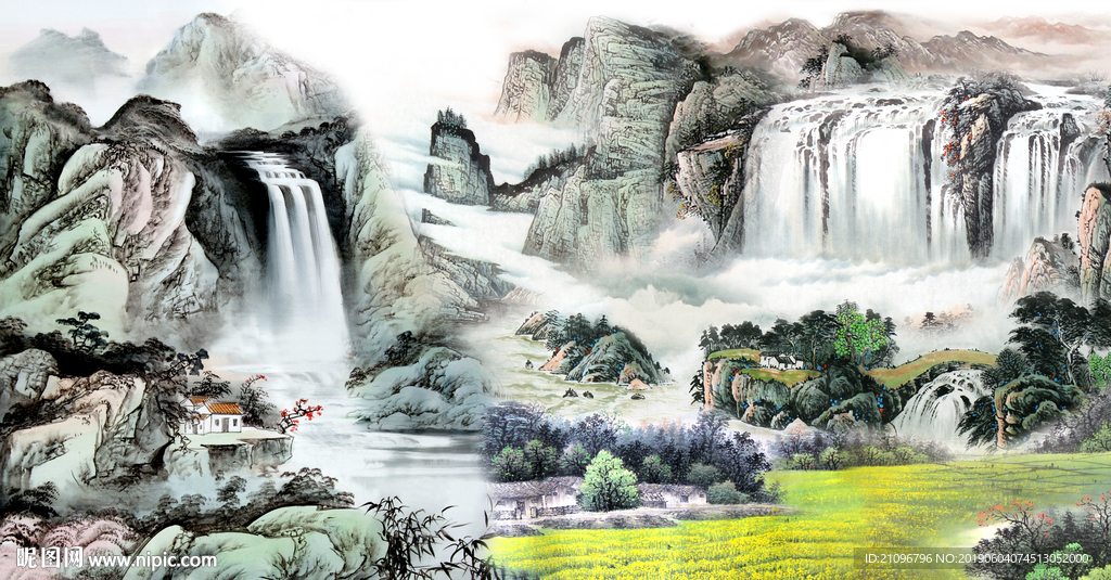 电视背景国画山水