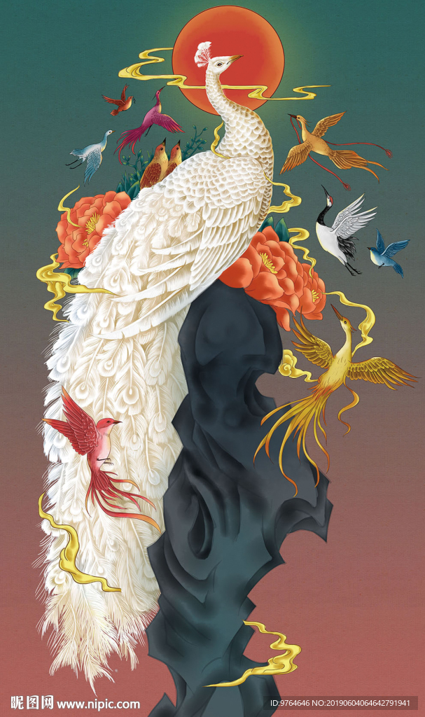 快乐中国背景 中国风 孔雀