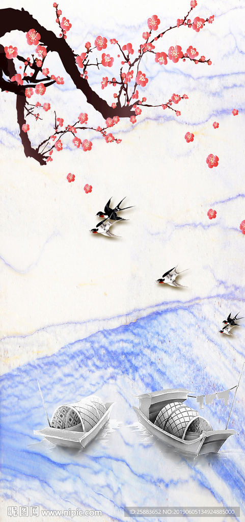 江南梅花玄关背景