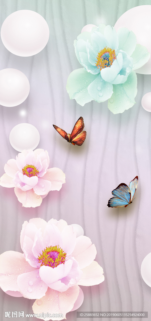 唯美时尚蝶恋花3D玄关