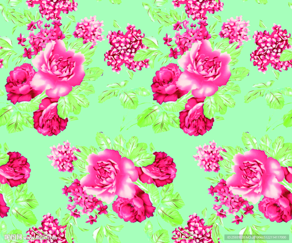 韩版唯美花卉枝叶无限循环无缝拼