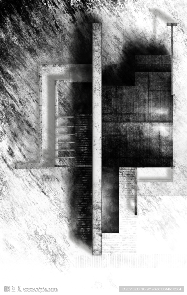 暗黑系建筑平面图PSD