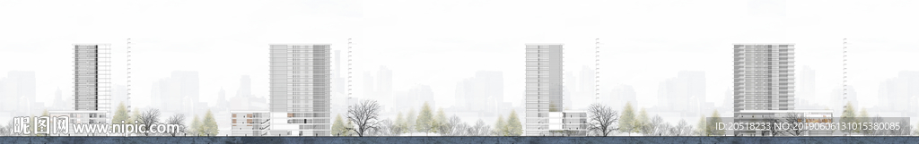 竞赛风建筑剖面图PSD