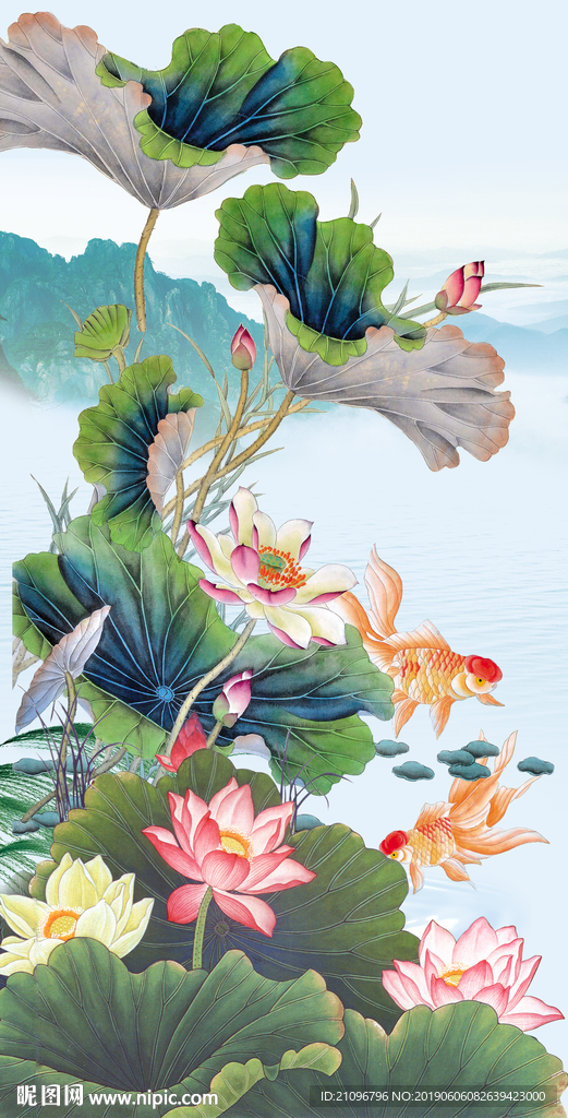 荷花玄关 背景墙