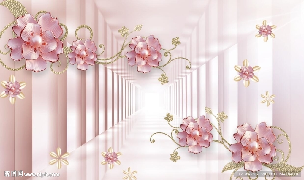 3D钻石 浮雕 花朵珠宝
