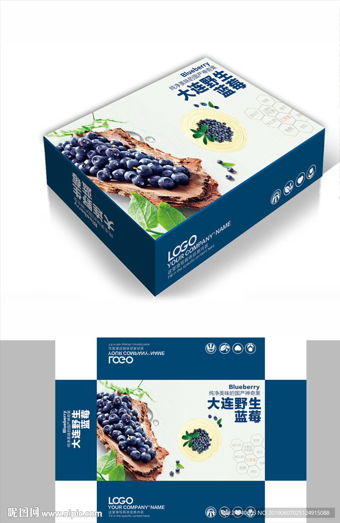 蓝莓简约高档包装箱包装盒设计