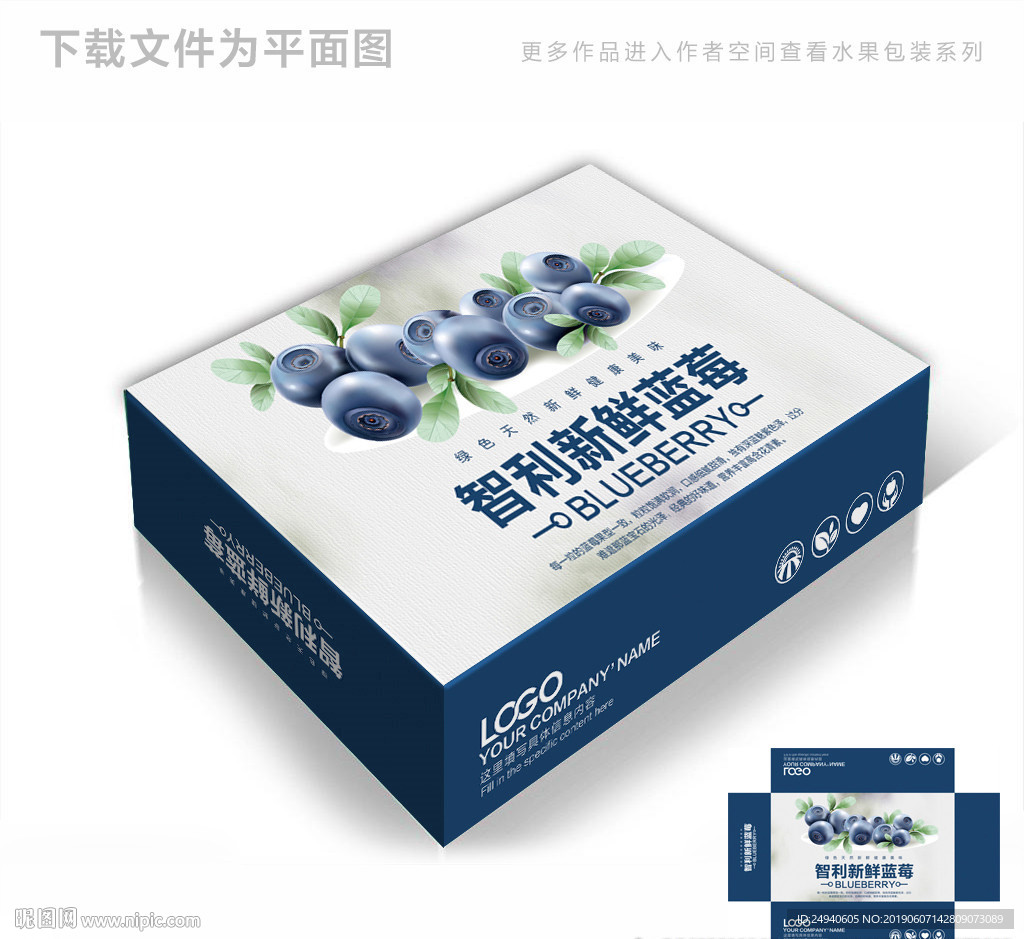 进口蓝莓通用包装箱包装礼盒设计