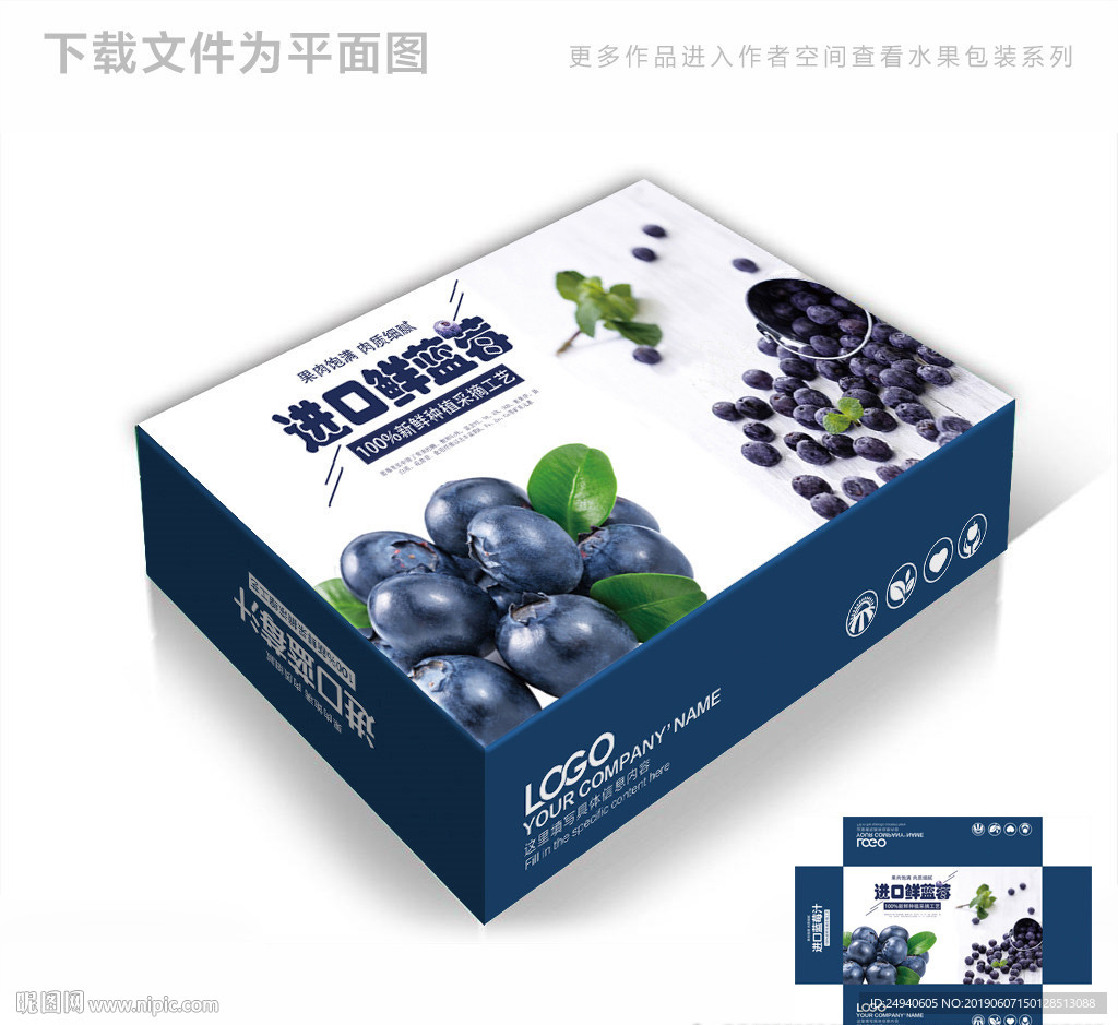 进口蓝莓高档包装箱包装盒设计