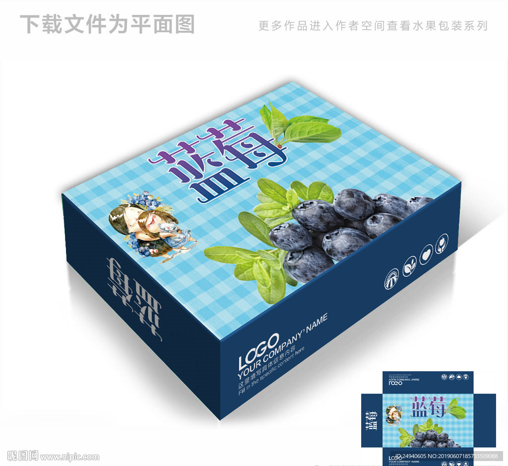 蓝莓时尚包装箱包装礼盒设计