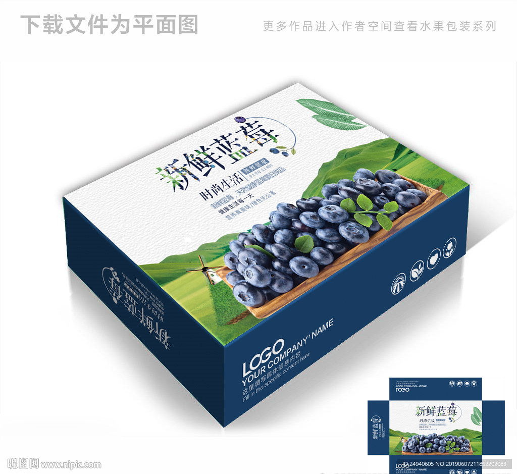 新鲜蓝莓包装箱包装礼盒设计