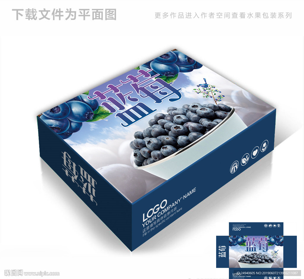 蓝莓食品包装箱包装礼盒设计