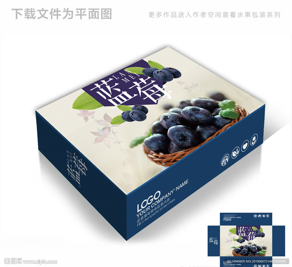 时尚蓝莓包装箱包装礼盒设计