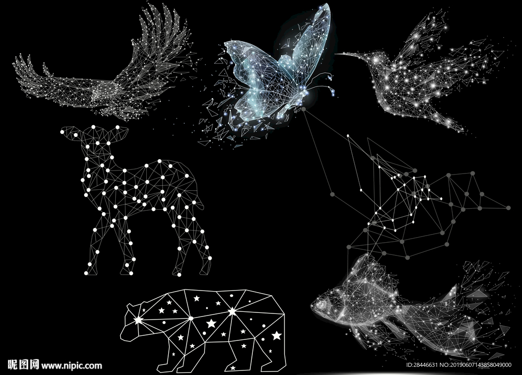 手绘几何线条动物设计元素