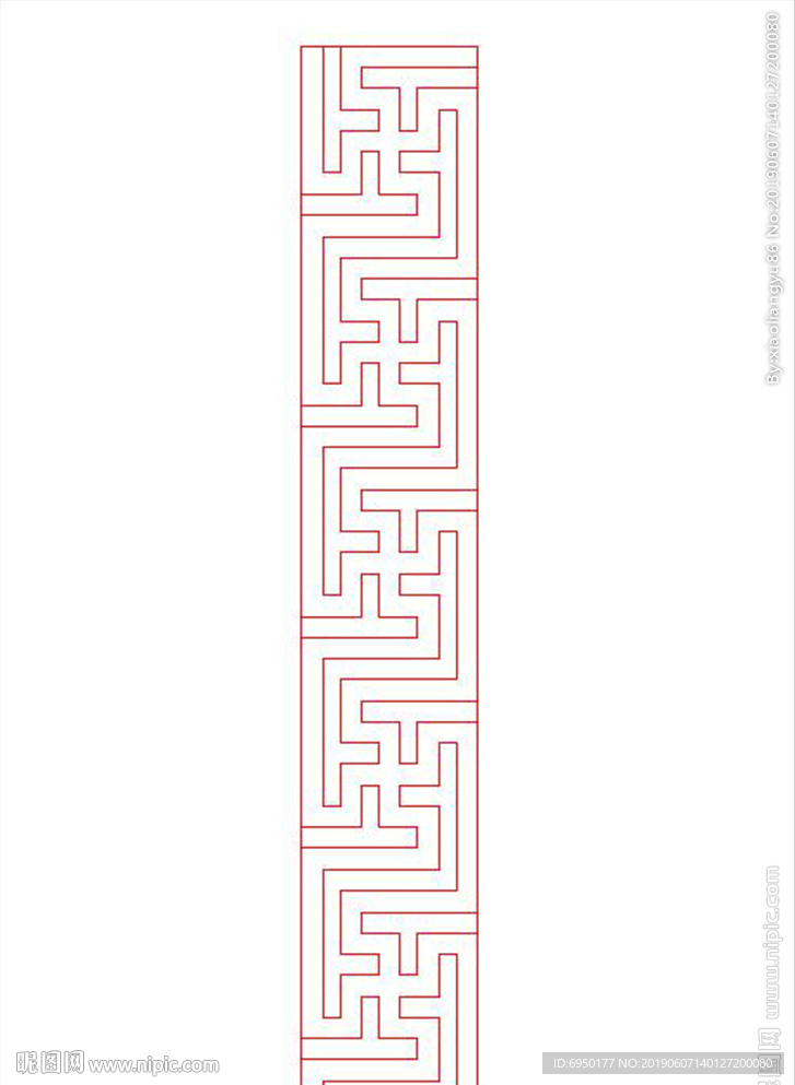 万字回纹花边围板线雕单线精雕图