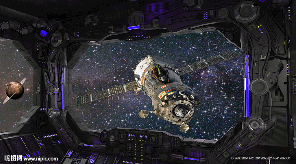 卫星星空星球背景墙