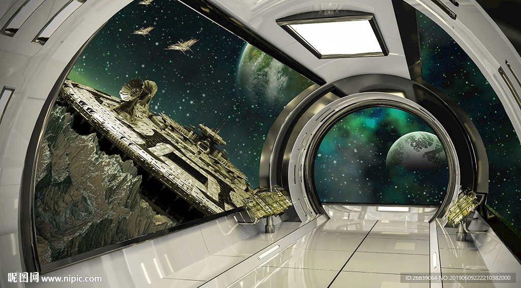 3D立体宇宙星球背景墙