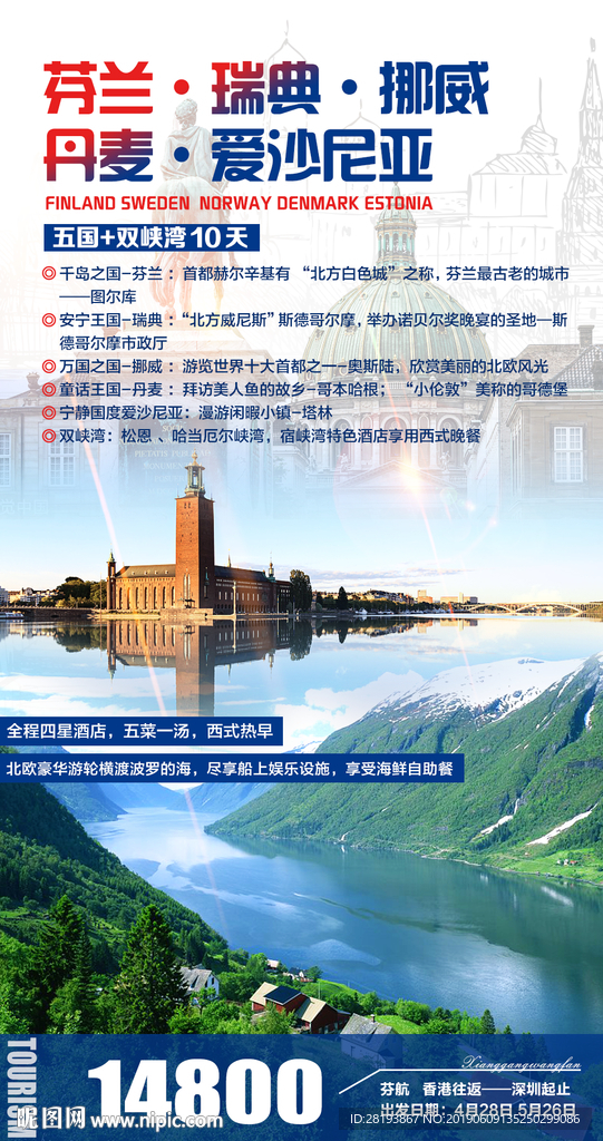 芬兰瑞典挪威旅游海报