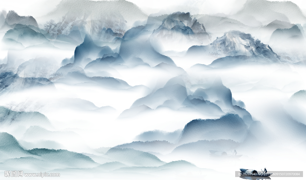 中式水墨山
