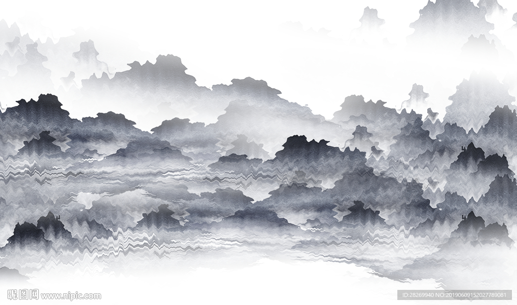 中式水墨山