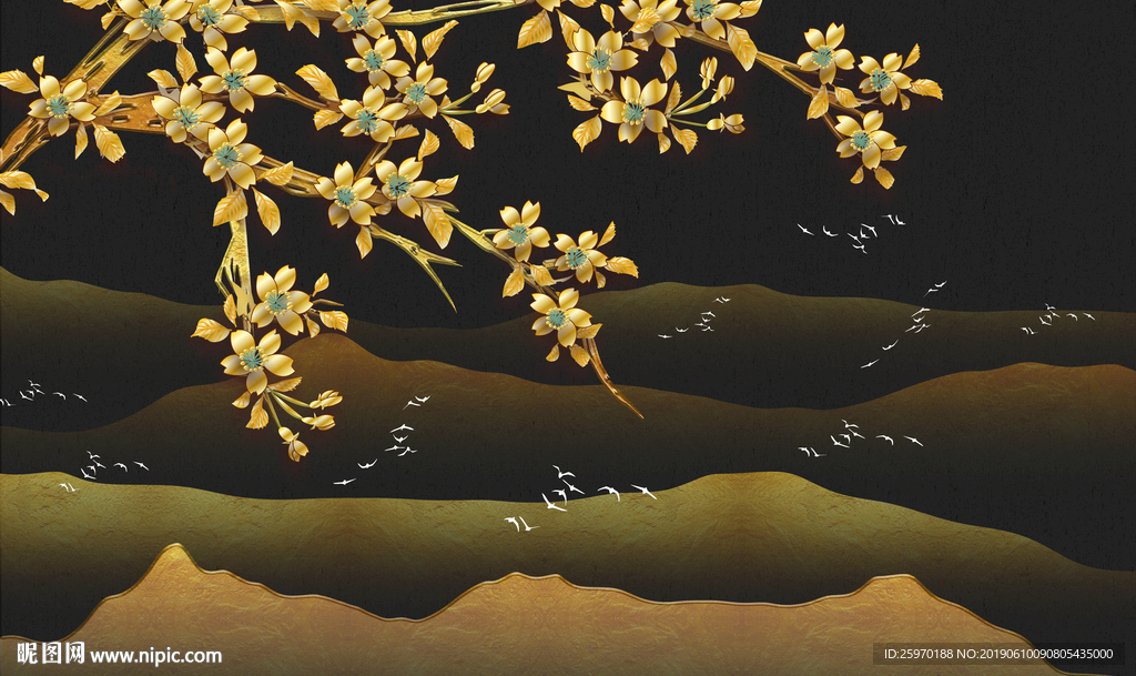 现代金色背景墙