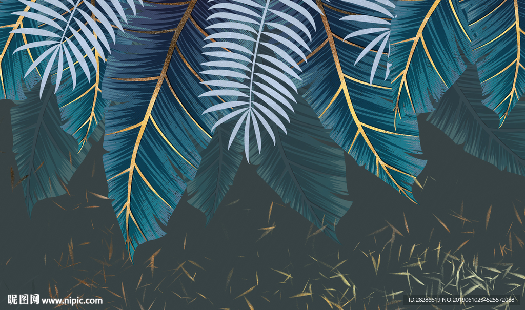 热带植物背景墙