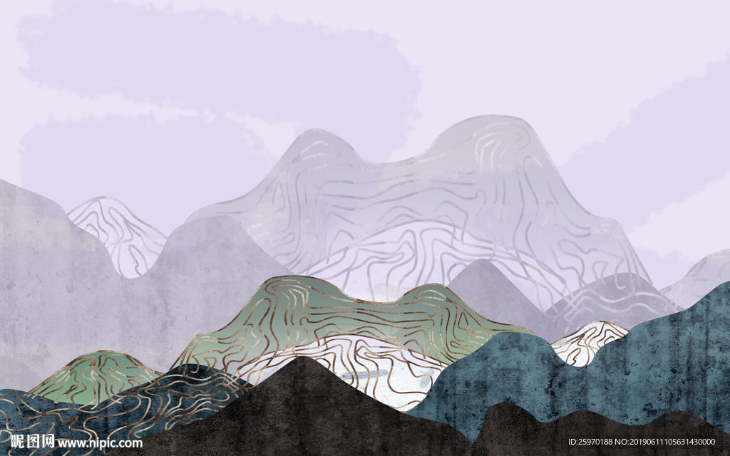 北欧抽象派山背景