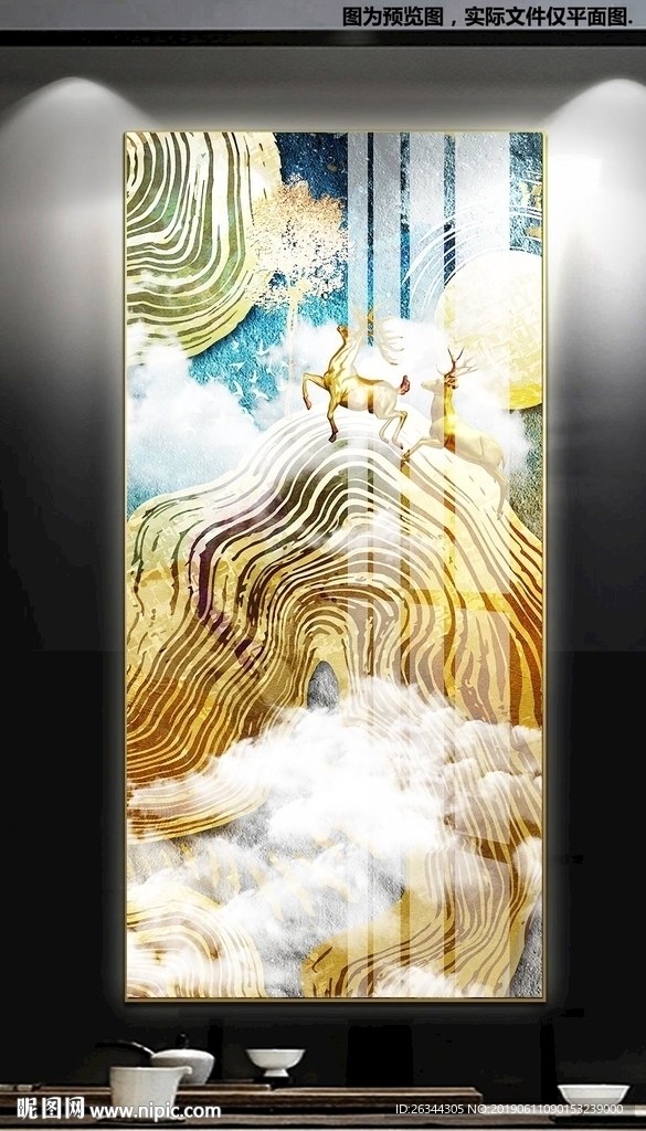 高档豪华金色山水装饰画