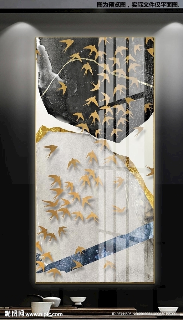 抽象飞鸟宝石装饰画