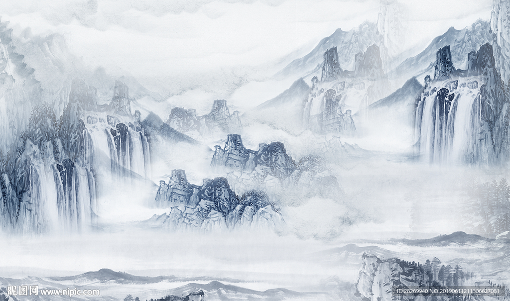 山水屏风