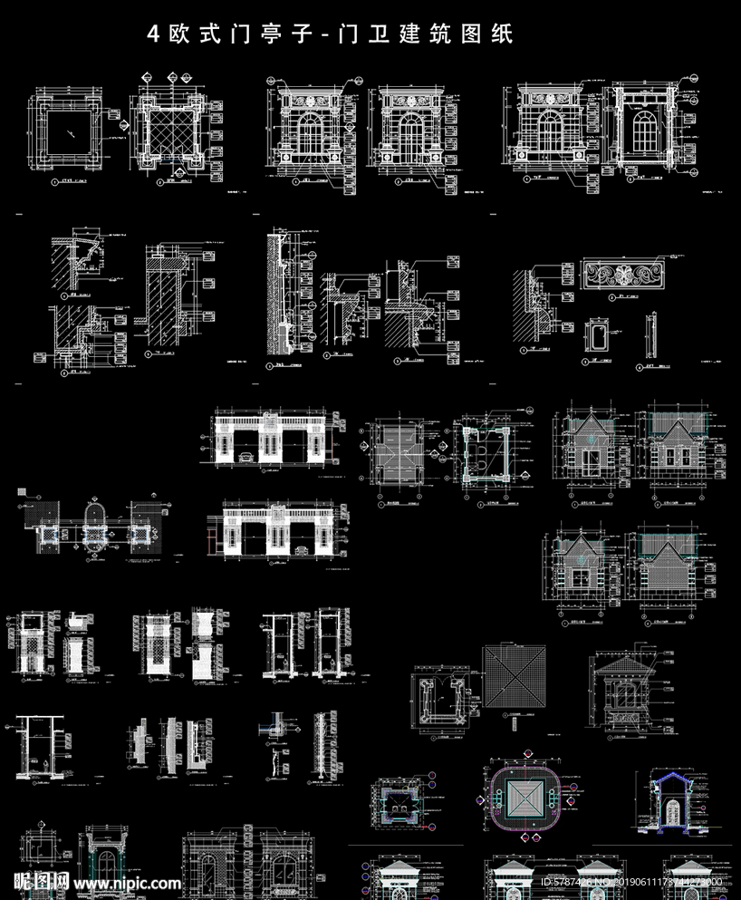 欧式门建筑图纸
