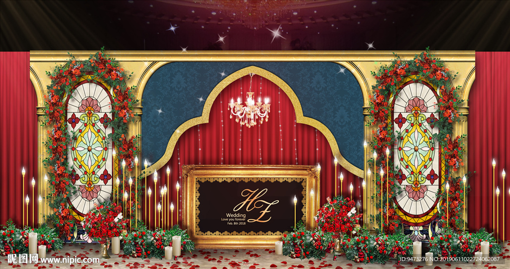 欧式红金色迎宾区